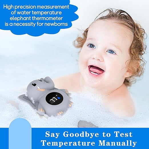 Baby Bath Thermometer, with LED Display and Temperature Warning,Kids' Bathroom Safety Products, Newborn Bath Safety Toy Thermometer (Elephant)
