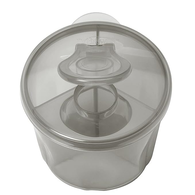 Dr. Brown's Baby Formula Dispenser with Snap-On Lid for On-The-Go Feedings, Milk Powder Dispenser for Traveling with Infant, Gray (Pack of 2)