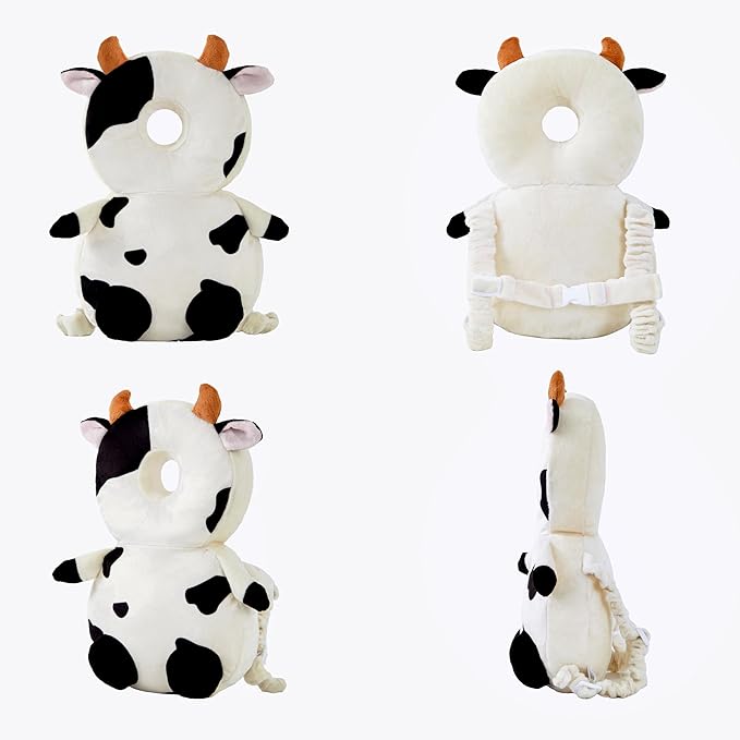Baby Head Back Protector Backpack Toddler Safety Protector Cushion Pad Soft, Adjustable and Lightweight Design for Safe Walking and Crawling Toddlers Girls and Boys(Cow)