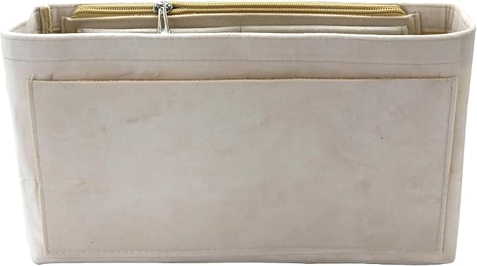 Purse Organizer Insert, Suede Bag Organizer Handbag Tote Shaper, Suede Material, Soft and Non Damaging Bag (Beige, Small)