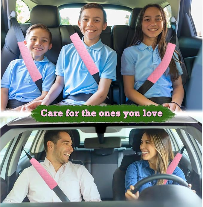 Car Seat Belt Cover Pad, 5 Pack, Seatbelt Covers for Car Accessories, Soft Material, Car Seat Strap Pads, Pink 10.63 inches, Applicable for All Vehicles, Comfort for Neck Shoulders (5-Pink)