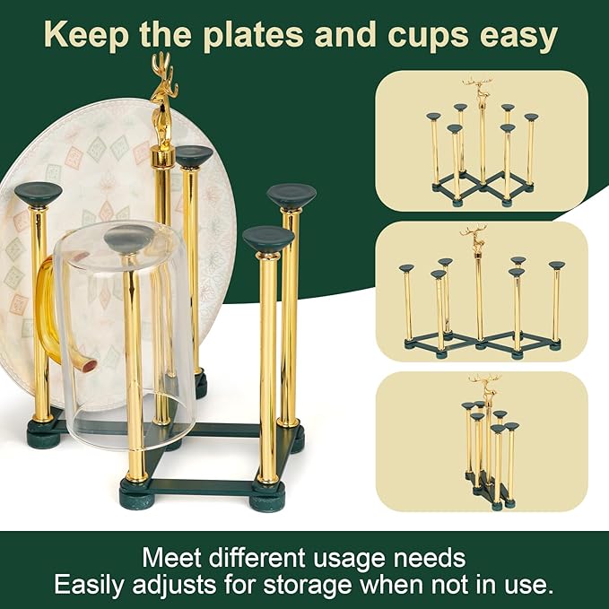 Baby Bottle Drying Rack, Foldable Stainless Steel Base, with Drip Tray & Cup Cleaning Brush, Collapsible Cup Draining Holder Non-Slip, for Kitchen Counter, Sink or Dishwasher