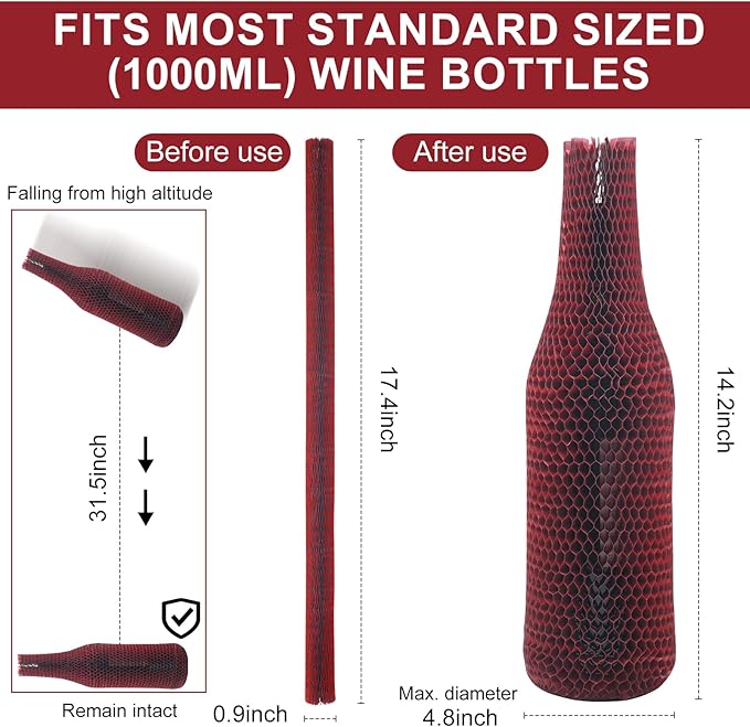 aromeili 16 Set Wine Bags for Travel Honeycomb Paper, Reusable Wine Bottle Protector Sleeves, Unbreakable Wine Travel Bags for Airplane Travel Transport Car Proof Safety Impact Resist Red