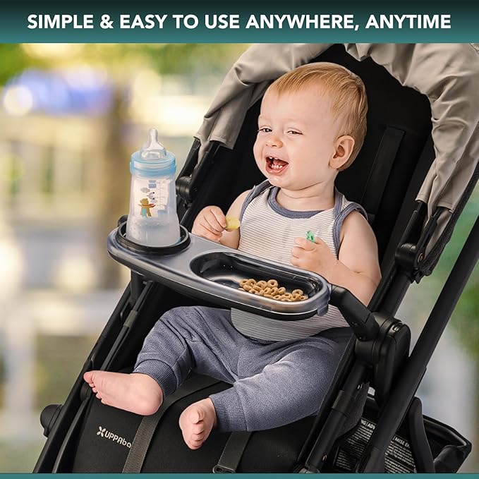 Snack Tray Compatible with UPPAbaby Vista V2, Vista, Cruz, Cruz V2, RumbleSeat, RumbleSeat V2, Snack Tray with Cup Holder, Dishwasher Safe, Quick Attachment, Folds with Stroller, Stroller Accessories
