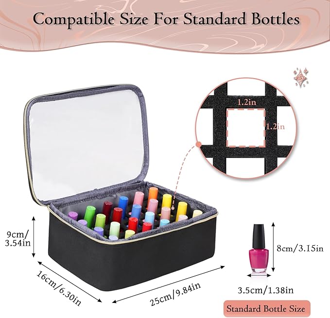 YOREPEK Extra Large Nail Polish Organizer Case Holds 48 to 100+ Bottles (15ml/0.5 fl.oz) UV lamp, Gel Polish Travel Case Bag with 2 Removable Pouches Fits Nail Suppiles, Gift for Manicurist, Girls