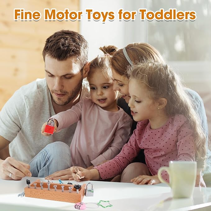 TOUHKAN Montessori Busy Board Kids Tool Set, Montessori Screwdriver Board Lock and Key Toy, Sensory Toys for Kids with Autism, Sensory Bin Fine Motor STEM Quiet Fidget Toys for Toddlers 3 4 5
