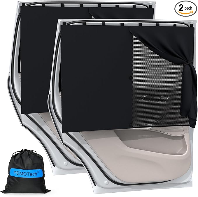 Car Window Shades with 8 Strong Magnets-26.8"x19.7" Dual Layer Car Rear/Side Window Sunshade for Baby - Full Blackout Semi-Transparent 2-in-1 Universal Auto Sun Shade for Kid & Pet Protection (2 Pack)