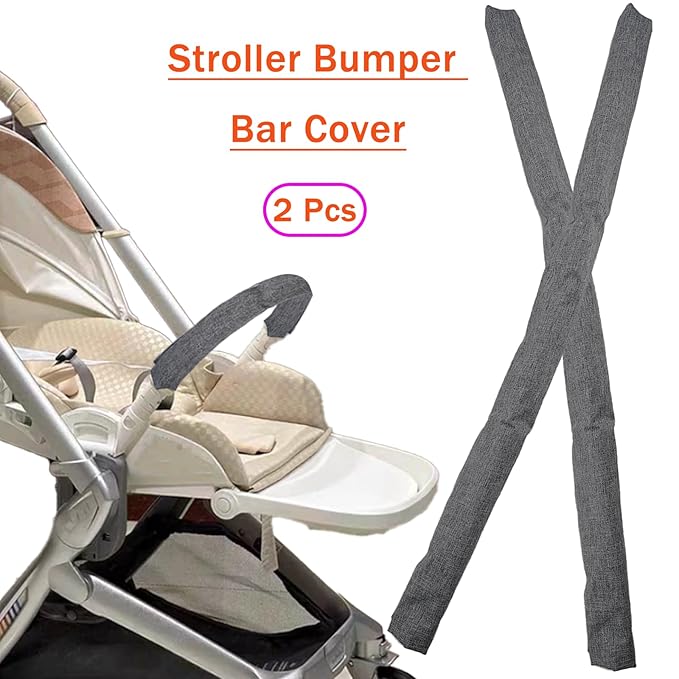 2PCS 26.4inches Armrest Handle Cover,Pushchair Handlebar Sleeve,Universal Protective Stroller Bumper Bar Covers Replacement Accessories Removable Toddler Pram Dust Proof Handle Gloves(Grey)