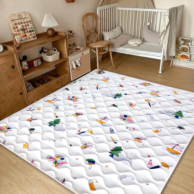 Baby Play Mat - 65" X 50",Premium Thicker Foam One-Piece Crawling Mat, Machine Washable, Extra Large Anti-Slip Activity Playmat for Babies, Toddlers & Infants
