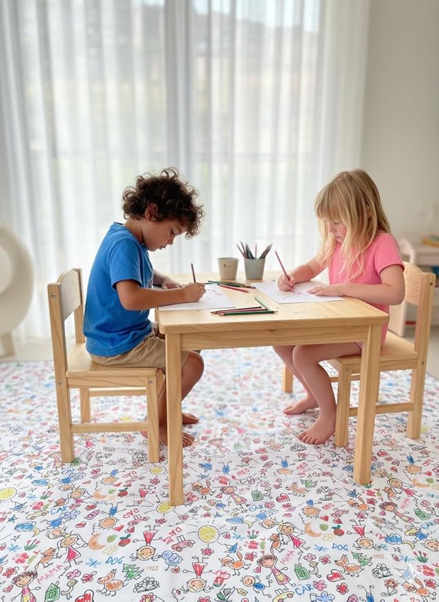 Waterproof High Chair Splat Mat – Machine Washable Floor & Table Protector for Baby Feeding, Art & Crafts, Outdoor Use (Family, 57x83 Inch)