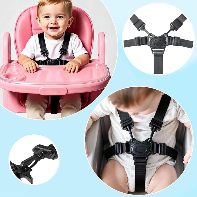 Portable Adjustable Seat Belt for Kids Ride on Power Wheels Toy Car,Baby Stroller Straps Harness Compatible with Wooden High Chair& Toddler Golf Cart (5P)