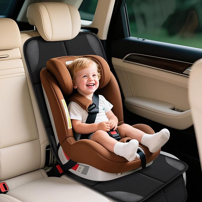 Car seat Protector 2 mesh Pocket Waterproof car seat Covers, Universal Size, Baby, pet, Children's car seat Protector, Anti Slip Bottom (1 Piece)