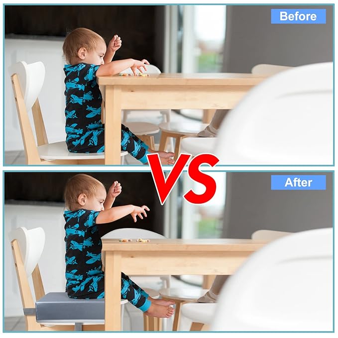 Toddler Booster Seat for Kitchen Chair Dining Table, Washable Thick Strong Support Portable Booster Chair for Toddlers Eating, Easy Cleaning Booster Seat Cushion Detachable with Adjustable Straps