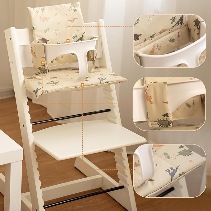 Baby Cushion Set Soft and Comfort High Chair Cushion for Infant, Toddler High Chair Accessories Easy to Clean and Install, Dinosaur