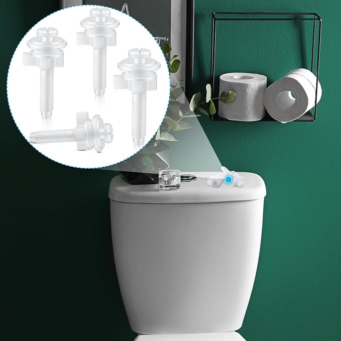 Jetec 16 Pieces Toilet Seat Screws Replacement Kit Plastic Bolts with Plastic Nuts and Washers Parts Kit for Fixing The Top Toilet Seat, White