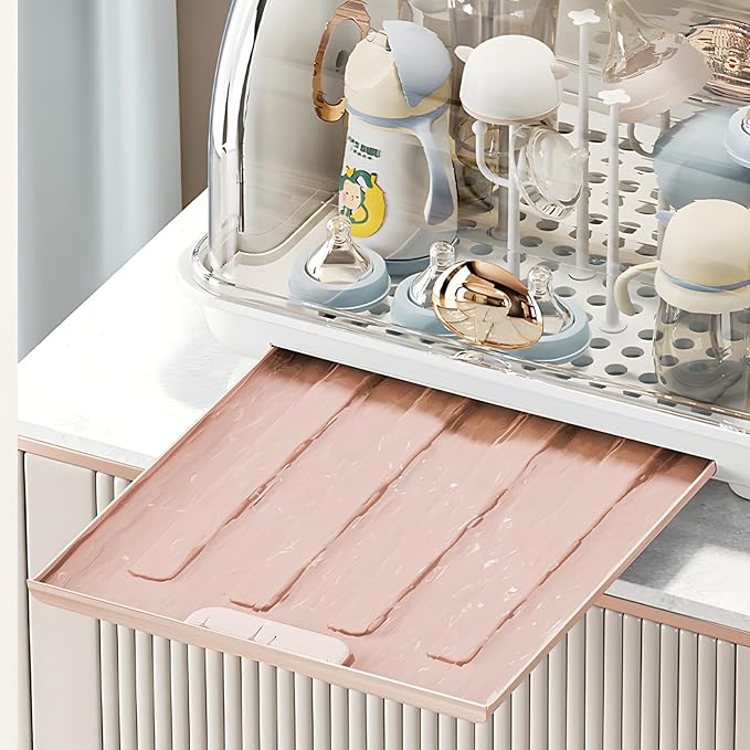 QDTTSRY Baby Bottle Drying Rack Storage, Nursing Bottle Storage Box Organizer with Cover, Portable Kitchen Cabinet Organizer, Durable countertop Dryer (Orange)