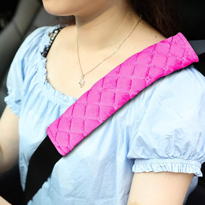Tatuo 4 Pack Seat Belt Cover Extra Long Seat Belt Pads for Car Soft Comfort Shoulder Strap Covers Harness Pads Helps Protect Your Neck and Shoulder(10.6 Inch,Rose Red)