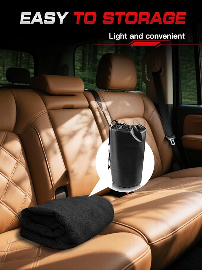 TESFEEL Waterproof Towel Back Seat Cover for Car, Truck, Van & SUV – Durable Rear Bench Seat Cover for Kids & Dogs, Seat Back Protector Easy to Install (Black)