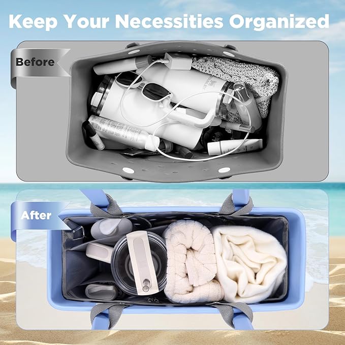 OUTXE Beach Bag Organizer Compatible with Baby Bogg Bag Accessories Inserts, Lightweight Mesh Insert Divider Pouch for Small Bogg Bags, Beach Tote Bags Insert for Organizing
