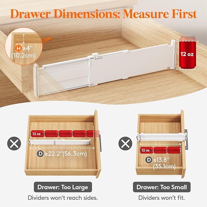 Lifewit 4" High 9 Pack Drawer Dividers, 35 –55cm/13.8-22.5" Drawer Divider for Clothes, Adjustable Dresser Drawer Organizers, Plastic Drawers Separators for Clothes, Bedroom, Bathroom, Kitchen, Office