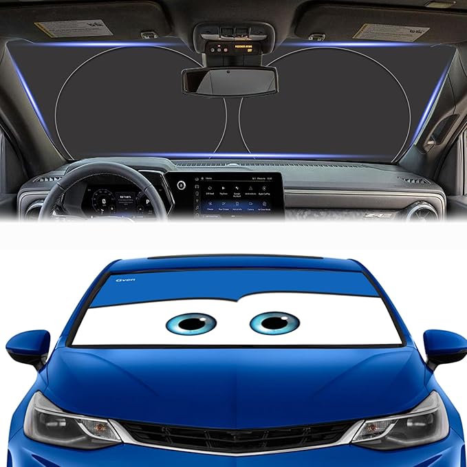 Gven Windshield Sun Shade for Car Front Window Sunshades Windshield Cover Automotive Interior Sun Protector Accessories for Compact& Midsize Sedan,Compact& Subcompact SUV,Small Pickup,Wagon (Blue, S)