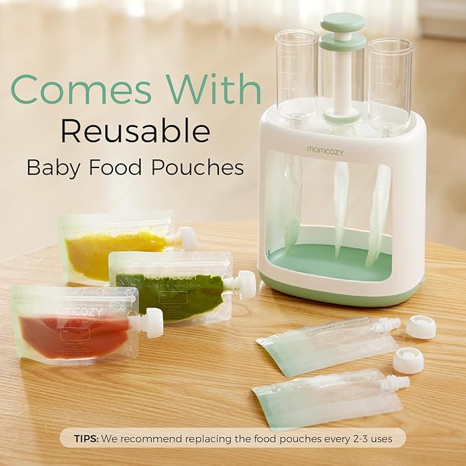 Momcozy Squeeze Station,Baby Food Maker,Pouch Filler for Homemade Baby Puree, BPA-Free, Dishwasher Safe, with Reusable Baby Food Pouches for Babies & Toddlers
