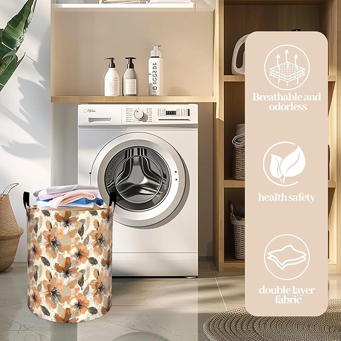 Cute Sloth Tropical Flowers Laundry Basket 19.7"x15.7", Collapsible Dirty Clothes Waterproof Animal Laundry Hamper Organizer Toy Storage Bin for Dorm Nursery Bathroom Decor