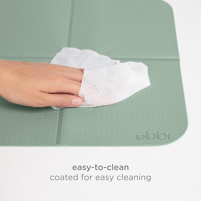 Ubbi On-the-Go Diaper Changing Baby Mat, Soft and Comfortable, Must Have for Newborns, Easy to Clean, Portable Folding Pad, Infant Traveling Accessories, Sage Green, 16" x 21" (Pack of 2)
