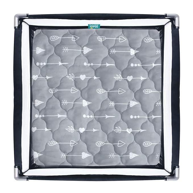 Playard Mattress Cover -for Square Play Yard, Perfect for New Room2 / TotBloc Portable Playard, Waterproof, Ultra Soft, Fitted Playpen Mattress Cover, Grey