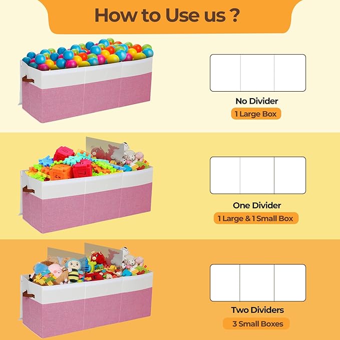 Uniency Extra Large Toy Box,150L Foldable Sturdy Toy Storage with Lid,40"x14"x16" Kids Storage Organizer,Toy Chest for Boys&Girls,for Nursery,Bedroom,Playroom,Living Room,Large Capacity Toybox(Pink)