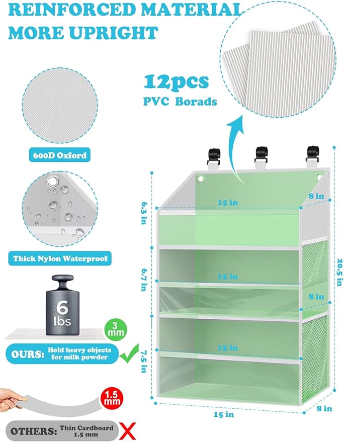 Hanging Diaper Caddy Organizer Crib Organizer–Spacious Baby Girl/Boy Nursery Organizer for Changing Table, Playpen/Wall- Hold 90+ Diaper (White)