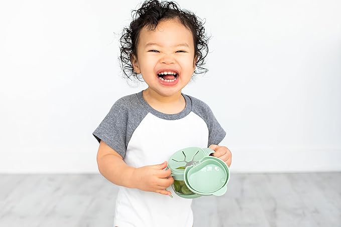 Ubbi Tweat No Spill Snack Container for Kids, BPA-Free, Toddler Snack Container, Sage & Blue
