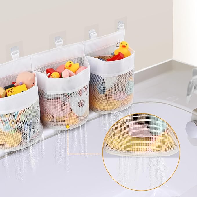 2 Pack Bath Toy Storage Bag, Bath Toy Hanging Organizer Net, Bath Toy Mesh Bag, Storage and Sorting Of Toys, Ideal for Bathroom Organizer