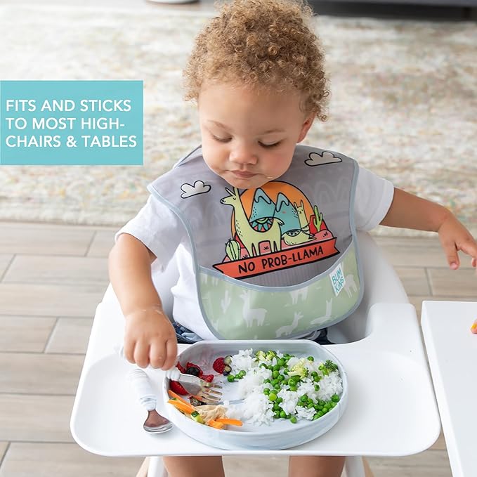 Bumkins Toddler and Baby Suction Plate, Silicone Grip Dish for Babies and Kids, Baby Led Weaning, Children Feeding Supplies, Non Skid Sticky Bottom, Platinum Silicone, Ages 6 Months Up, Marble