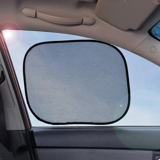 BDK Car Sunshades for Side & Rear Window - Sun Protection for You and Your Infant, Baby, Kids, Pets, Backseat - Blocks UV Rays - Static Cling Easy Popup Install (2 Pieces)