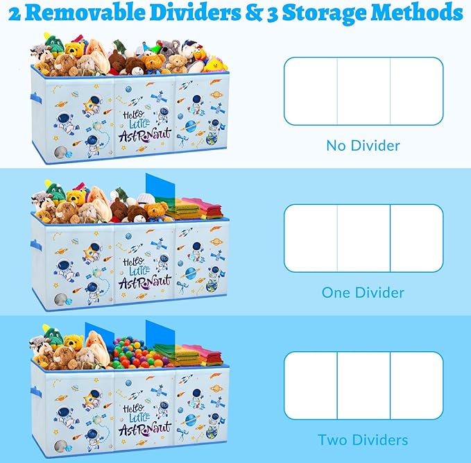 decalsweet Kids Toy Box Storage Chest Collapsible Storage Bin with Lids Handles for Boys Girls Toddler, Large Kids Toy Organizer Box for Kidsroom Bedroom Playroom Nursery,37.7"x12.5"x15.7"