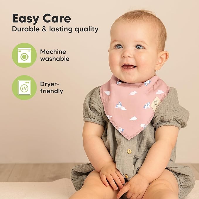 KeaBabies 8-Pack Organic Baby Bandana Bibs for Girls - Super Absorbent Triangle Baby Bibs for Drooling and Teething Infant, 100% Cotton Extra Soft for Newborn, Infant 0-36 Months (Dreamers)
