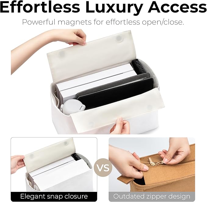 Purse Organizer Insert for LV All In BB Handbag,Custom Fit Inside Lightweight Water Resistant Purse Insert with Premium Magnetic Flip Cover(Craie)