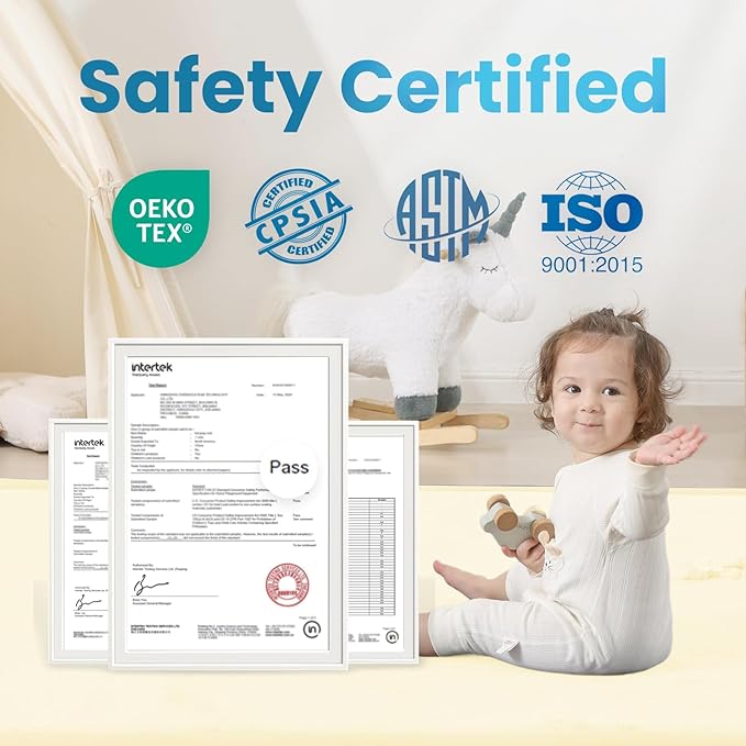 1.3" Thick Baby Play Mat for Floor, 79x118 Large Foam Tummy Time Mat, Padded Support Soft Plush Nursery Rug for Infant Kids Toddler Crawling Kick Activity (Ivory)