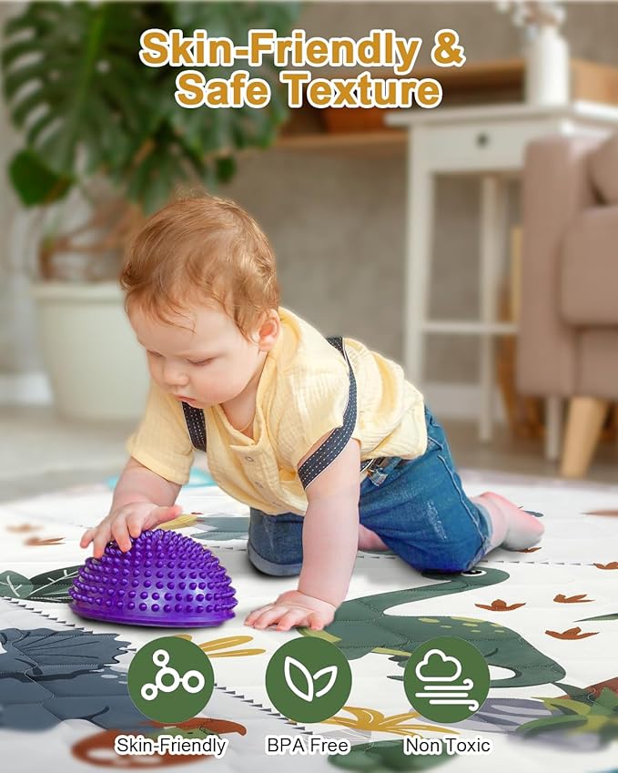 Premium Foam Baby Play Mat 50x50, 4 Developmental Zones Play Mat with Removable & Machine Washable Cover, Extra Thick Padding Playpen Mat, Easy to Clean for Infants, Toddlers & Babies