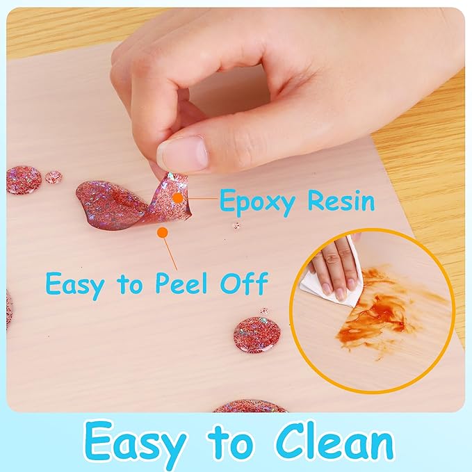 Silicone Jewelry Mats for Crafts: Translucent Non-Slip Heat Resistant 9×12 In (4 Pcs) Reusable Silicone Kids Mat for Glitter Slime, DIY Sheet, Nail Art, Clear Countertop Protector Pad