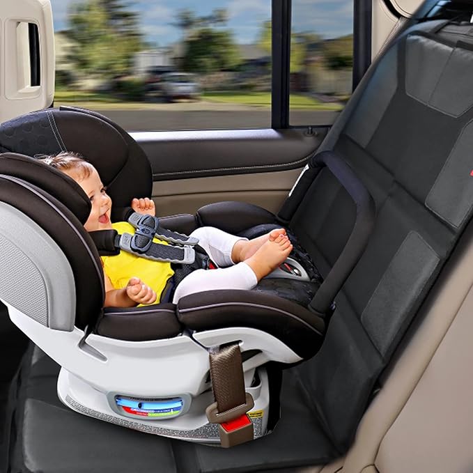 Car Seat Protector - Thick Padding - Durable, Waterproof Fabric, Leather Reinforced Corners (Black, XL)