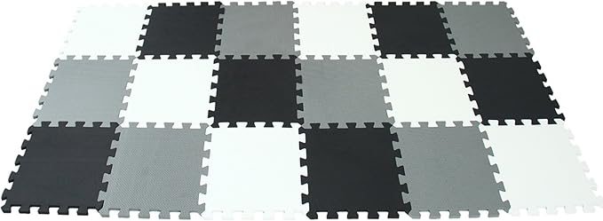 MQIAOHAM® 18 Pieces Puzzle Play Mats, Soft Baby Play Mat, Kids Interlocking Foam Floor Tiles, Toddlers Carpet Playmats G301018-101104112