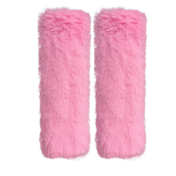 2-Pack Soft Plush Seatbelt Covers for Kids - Comfortable Pink Seat Belt Cushion for Newborns - Car Seat/Stroller Strap Accessories - Enhanced Driving Comfort & Protection (Pink)