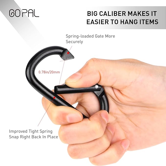 Go Pal 2 Pack Stroller Hooks for Bags, Baby Stroller Clips and Hooks Carry 33lbs Per Stroller Hook, Adjustable Stroller Carabiner Clip for UPPAbaby, DOONA, Baby Jogger, Britax, Chicco