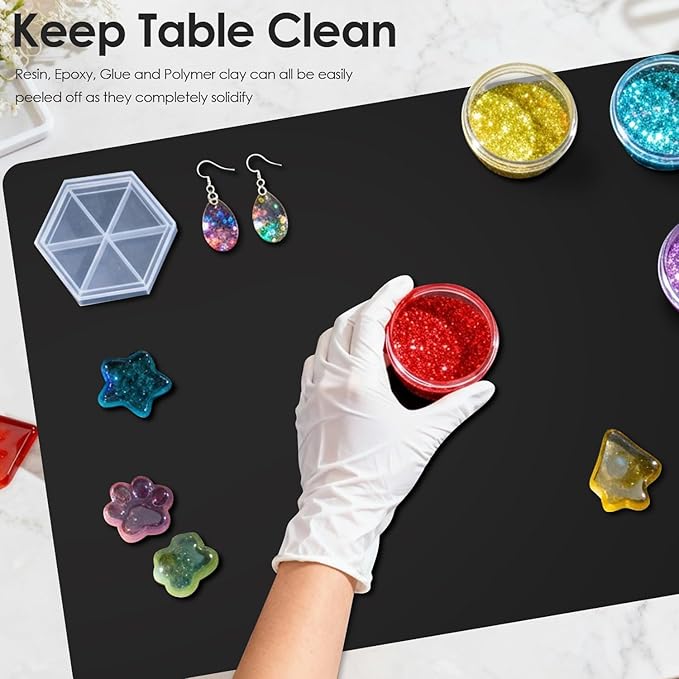 Extra Large Silicone Mat for Kitchen Counter 39.4"x23.6" Silicone Table Mat for Resin Workbench Mat Heat Resistant Mat Coffee BarMat, Black Thick 2MM