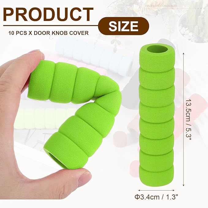 uxcell 10 Pcs Door Knob Cover, Safety Door Handle Protector Covers Anti-Collision Soft Spiral Door Knob Covers Foam Door Pull Cover for Bedrooms Bathrooms Offices Doors, Green
