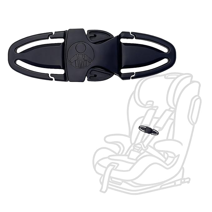 Anti Escape Car Seat Buckle Guard & Chest Harness Clip Lock - Child Safety Buckle Lock for Kids, Toddler, Stroller and Car Seat Belt (Style B, Black 1 Pack)
