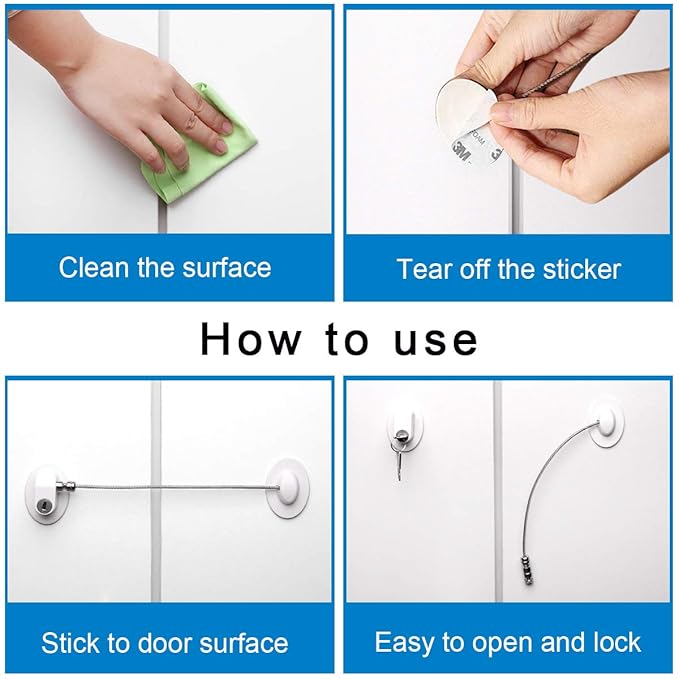 3 Pack Refrigerator Locks with 6 Keys,Child Safety Fridge Lock,Refrigerator Lock Combination,Mini Fridge,File Drawer,Toilet Seat Lock with Strong Adhesive (White)