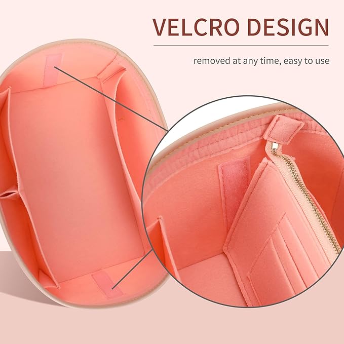 Doxo Purse Organizer Insert & Base Shaper 2pc Set, Felt Tote Bag Organizer Fit Lv Speedy 30,Alma PM,Medium Book Tote Bag And More(Pink,Large)